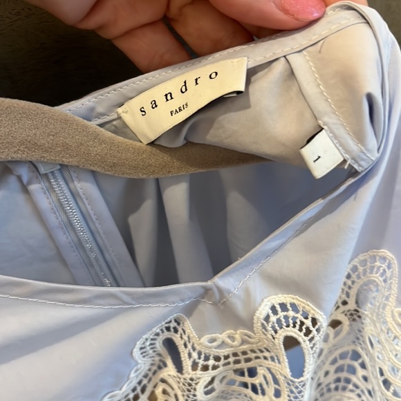 Sandro Blue Poplin Tunic Top - Picture 4 of 5